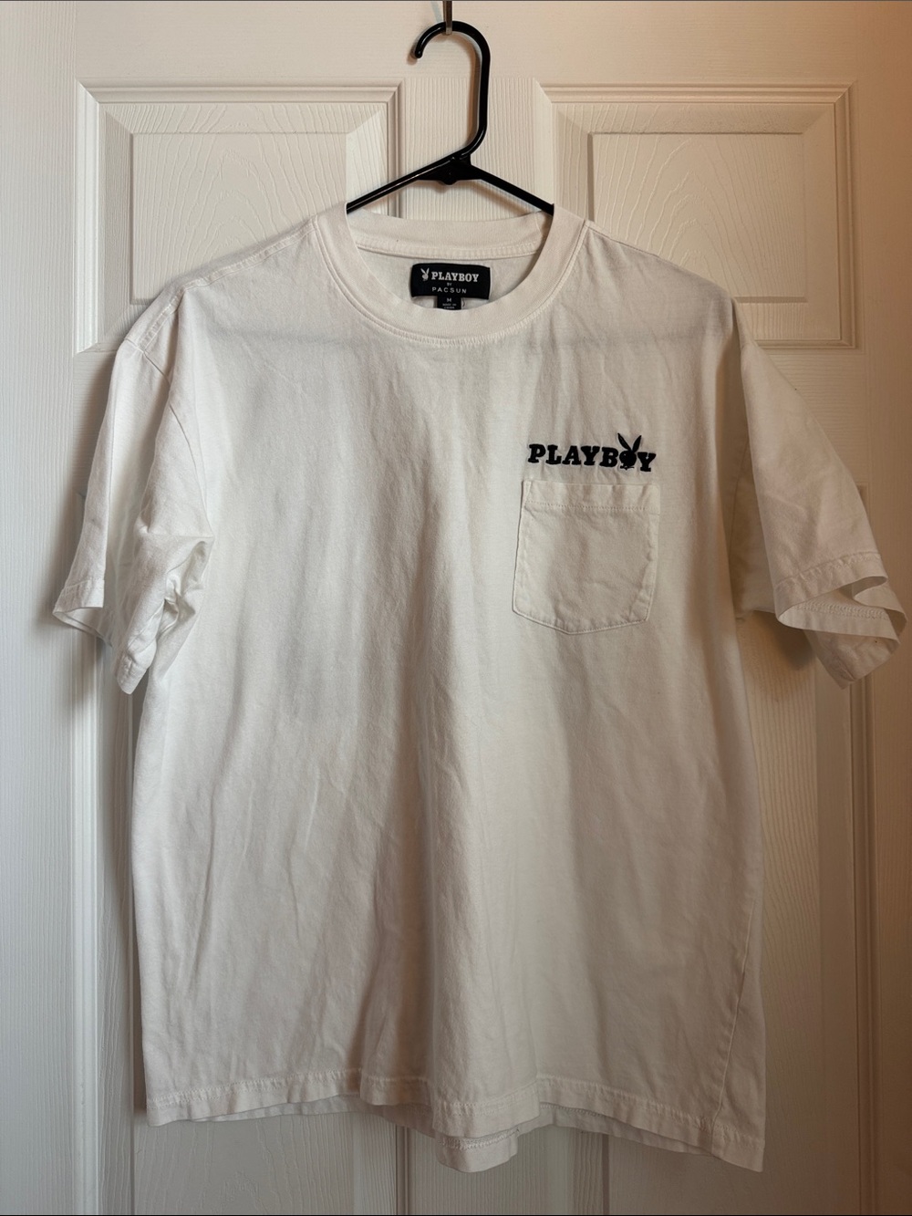 PLAYBOY White Short Sleeve Pocket Tee with Logo